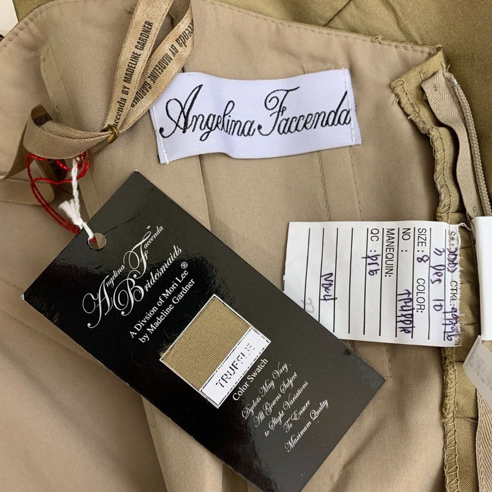 ANGELINA FACCENDA 8 DRESS NWT BRIDESMAIDS BY MORI LEE GOLD 20202 MIDI - Picture 5 of 9